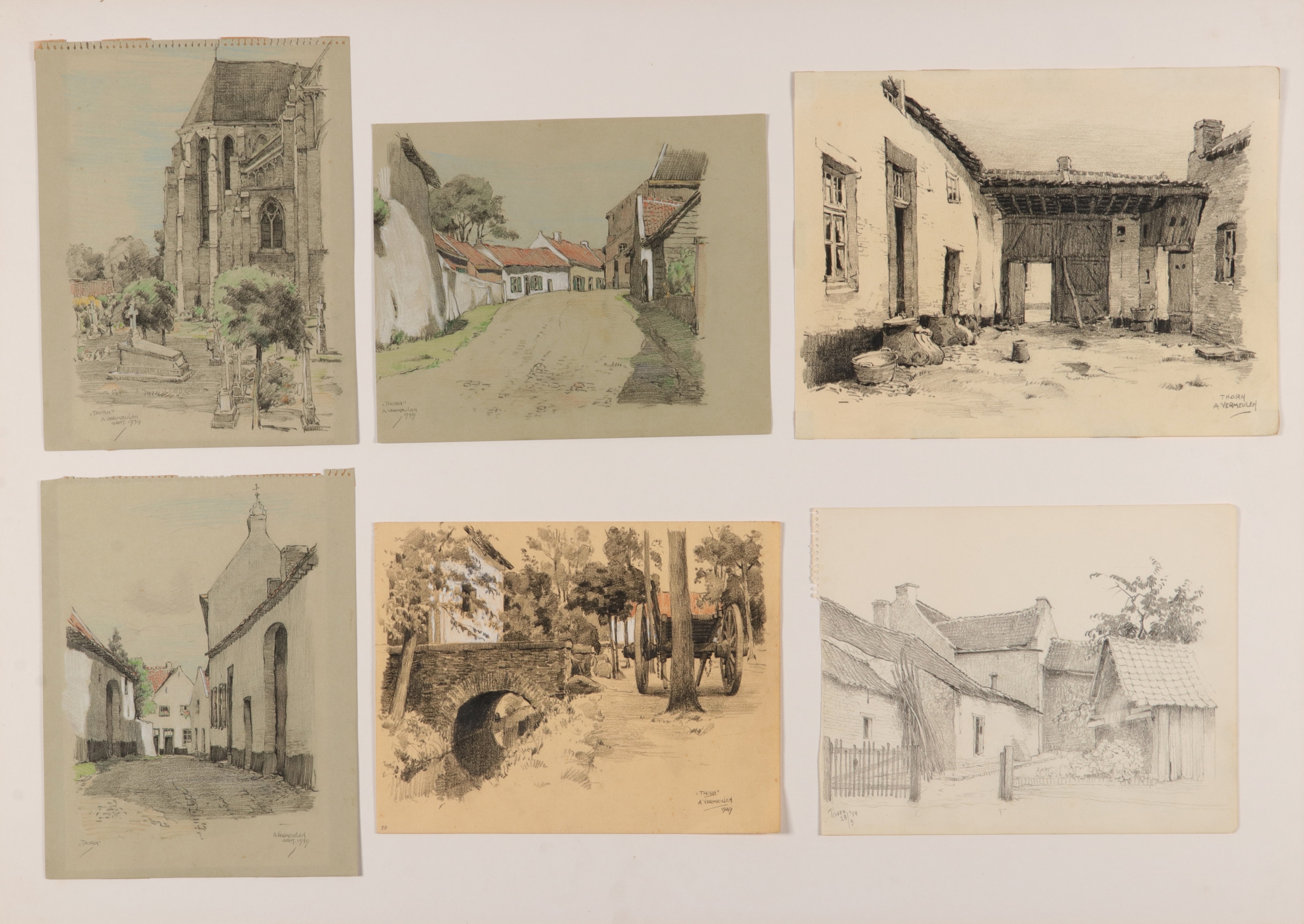 Lot 123 Lot With 16 Different Pen Drawings A lot-123-lot-with-16-different-pen-drawings-a